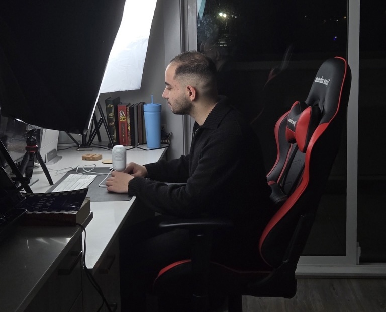 Portrait stepping out of car